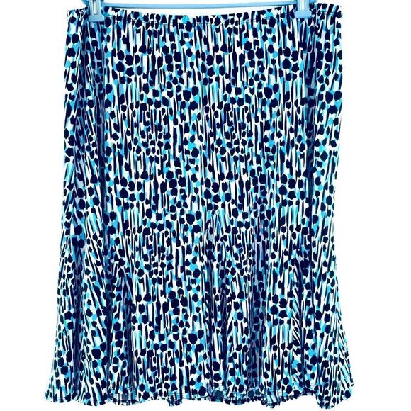 Laura Ashley Womens A-Line Flared Turquoise Black Contemporary Skirt Size Large - Picture 3 of 8